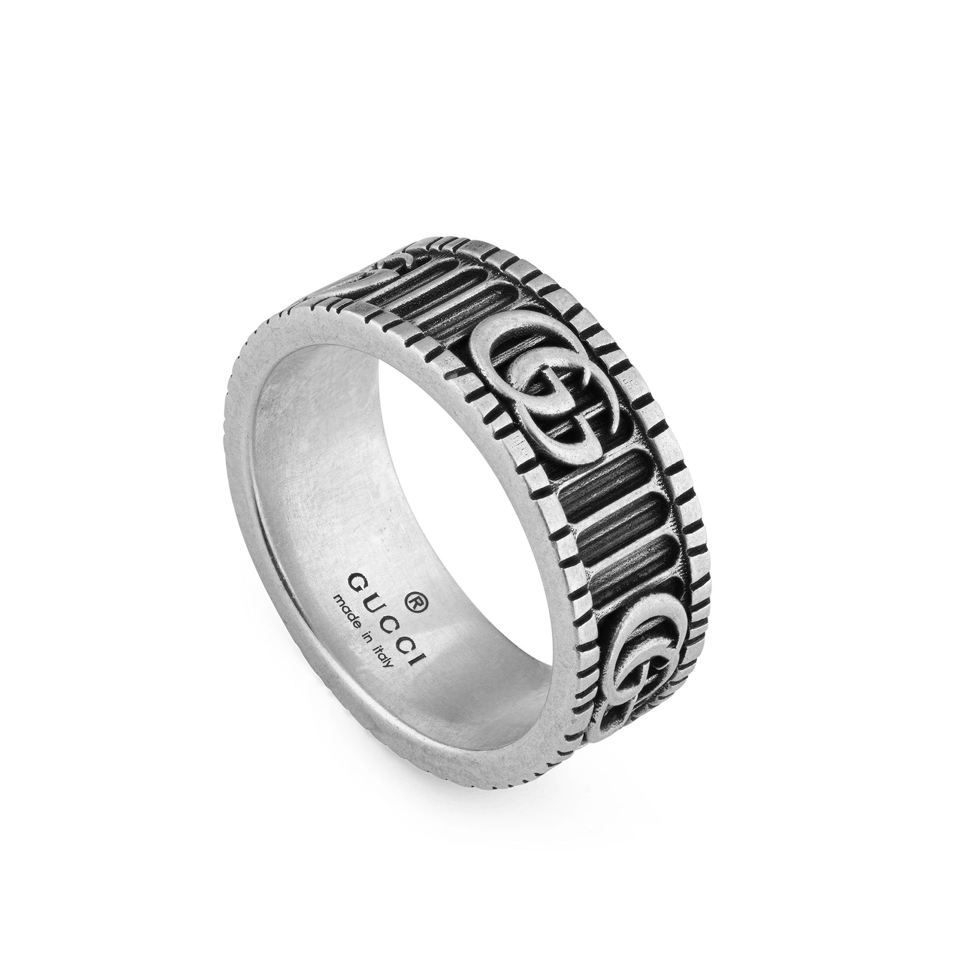 Gucci Aged Silver GG Marmont 8mm Ring
