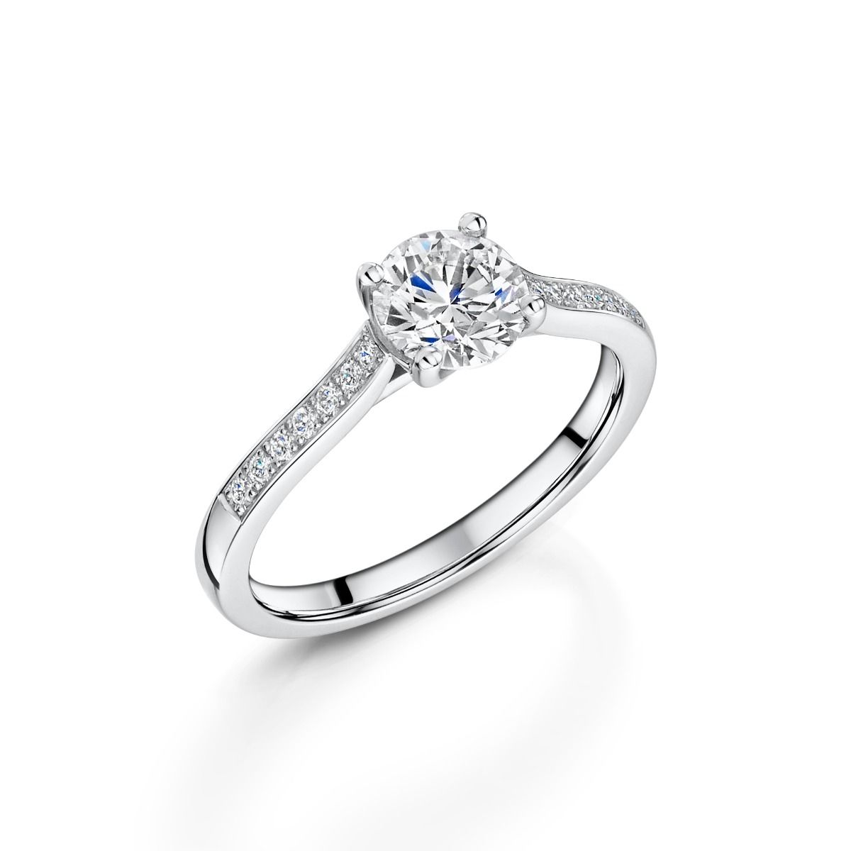 The Forever Diamond 9ct White Gold 0.33ct Diamond Solitaire Twist Shoulder  Ring | H.Samuel