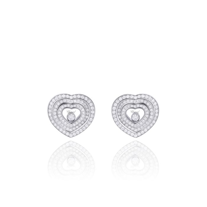 Chopard 18k Happy diamond earrings Big Size | eBay