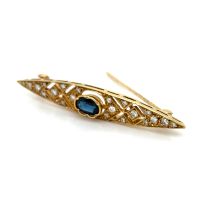 Lumbers Pre-Owned 9ct Gold Sapphire & Diamond Brooch