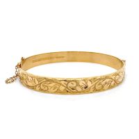 Lumbers Pre-Owned 9ct Gold Engraved Hinged Bangle