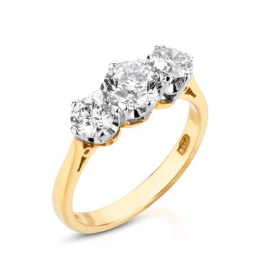  18ct Gold 1.53cts Diamond 3 Stone Rex Set Ring