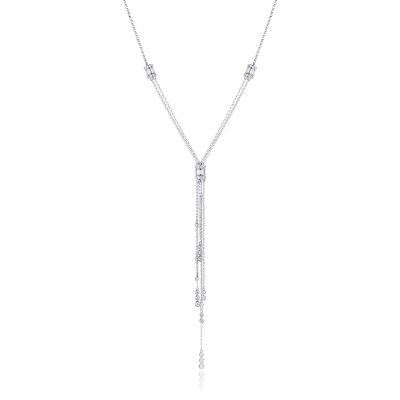 Lumbers 18ct white gold Diamond Set Tassel Necklace