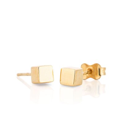 Luxe 9ct Yellow Gold Polished Cube Earrings