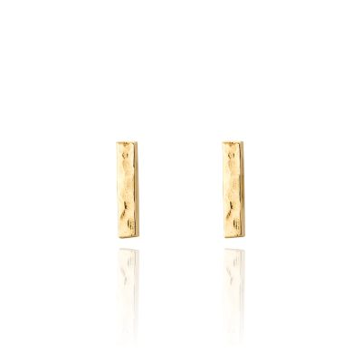 Luxe 9ct Yellow Gold Hammered Bar Earrings