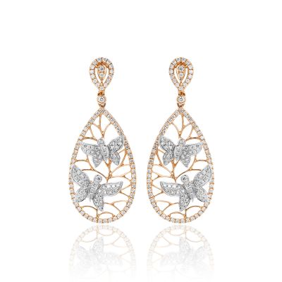 Lumbers 18ct Rose Gold Diamond Pear Shape Drop Earrings
