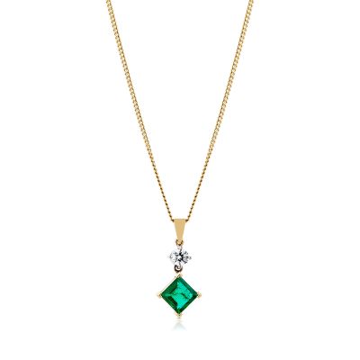  18ct Gold Emerald & Diamond Pendant