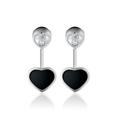 Chopard Chopard Happy Hearts Diamond & Onyx Earrings