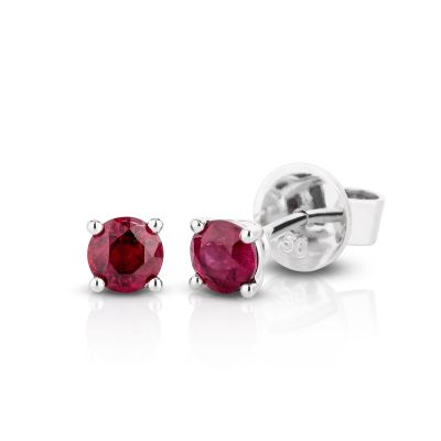 Lumbers 18ct White Gold 0.70ct Ruby 4 Claw Set Studs
