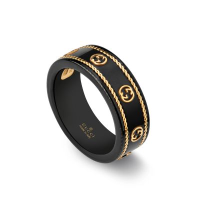 Gucci Gucci Icon Ring in Black Corundum and 18ct Gold