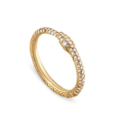 Gucci Gucci 18ct Gold Ouroboros Diamond Snake Ring