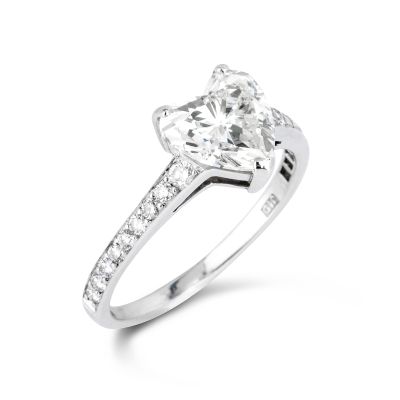 Lumbers 18ct White Gold Heart Diamond Solitaire Ring
