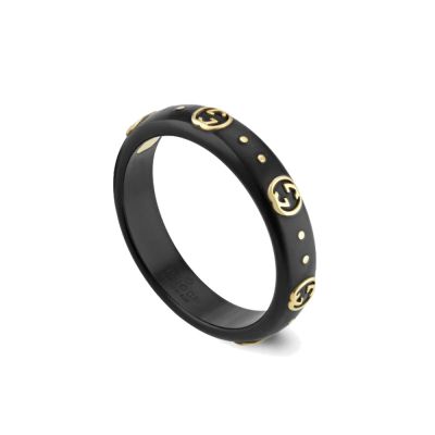 Gucci Gucci Icon 18ct Gold & Black Corundum Ring