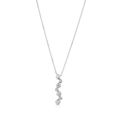 Lumbers 18ct Gold 0.37cts Rub Over Diamond Drop Necklace