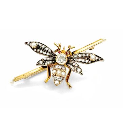 Lumbers Pre-Owned Gold & Silver Diamond Insect Brooch