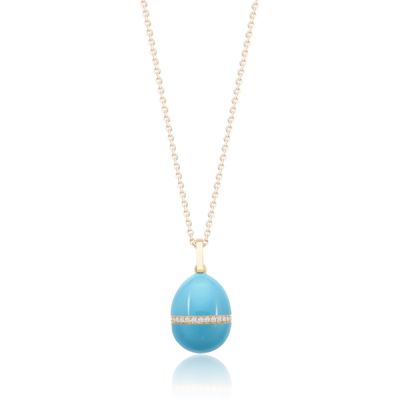 Faberge Faberge Essence 18ct Gold Neon Blue Egg Necklace