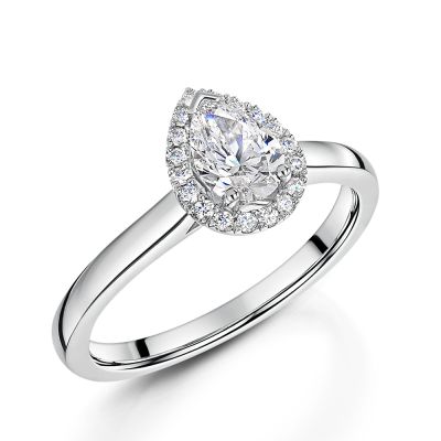 Love Lumbers Love Lumbers Platinum 0.70ct Pear Cut Diamond Ring With Diamond Halo